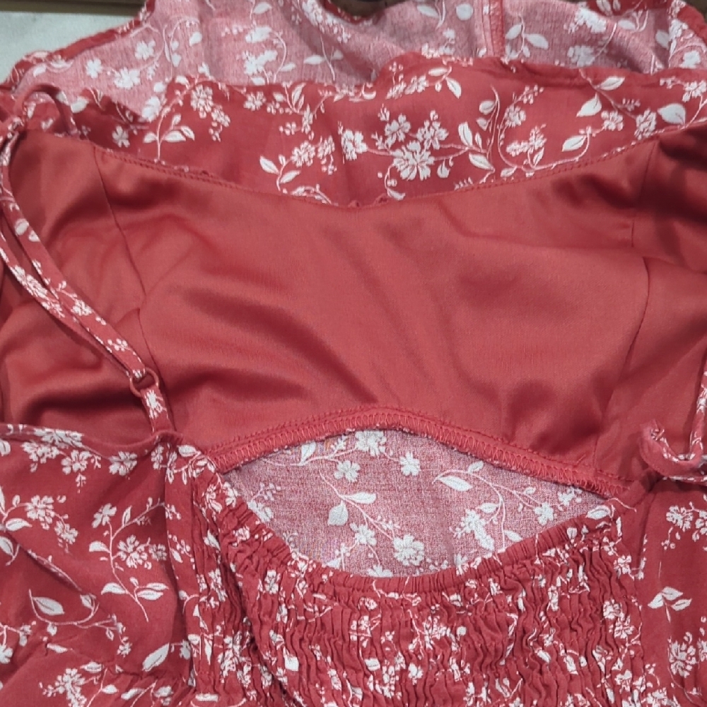 Rust Floral Ruffled Cami Dress - Picture 11 of 11